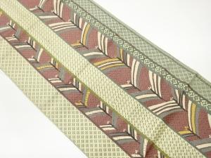 本場筑前博多縞に若松・幾何学模様織出し名古屋帯